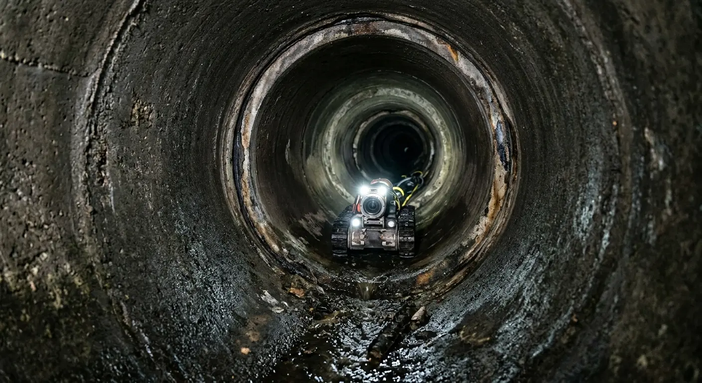 Robotic sewer camera inspecting pipe interior for Sewer Line Repair in Lovejoy